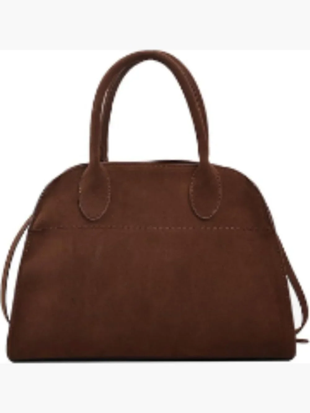 Faux Suede Tote Bag with Detachable Strap - Satchel Handbag
